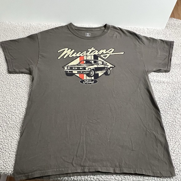 Ford Motor Mustang Shirt Men's Gray Grease Monkey Muscle Car Size Large Tshirt - Picture 3 of 3